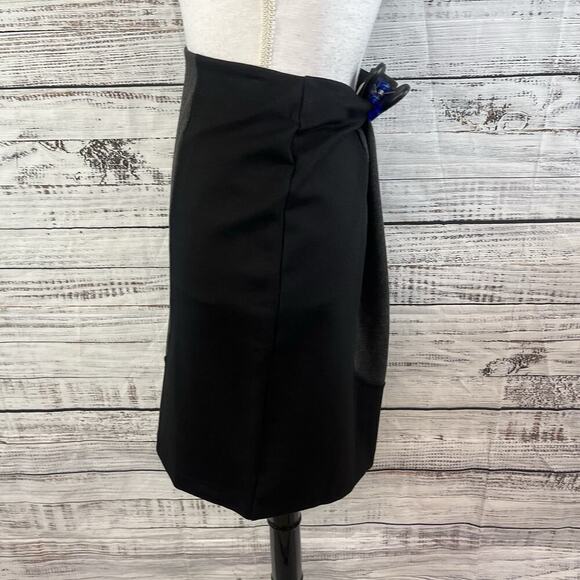 Ellen Tracy Skirt size Small Black Gray Ponte Knit Straight Pencil Knee Stretch - Picture 5 of 7